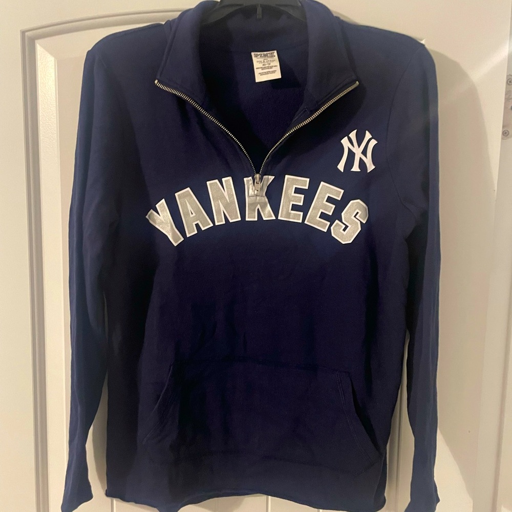 Victorias Secret PINK NY Yankees Quarter Zip Pullover Fleece Sz XS